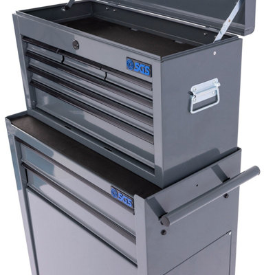 SGS Mechanics 8 Drawer Tool Box Chest w/ Roller Cabinet Handles Hooks ...