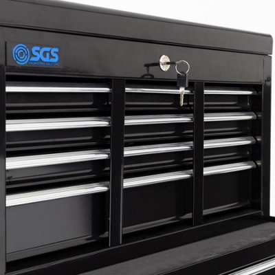 SGS Mechanics Large 8 Drawer Tool Chest & Roller Tool Cabinet, Hooks ...