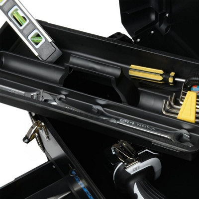 SGS Mobile 3 Part Tool Box, Stackable Storage, Portable, Wheels & Handle, Black