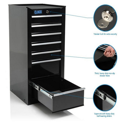 SGS Pro 7 Drawer Side Locker Tool Cabinet, Steel, Drawer Liners ...