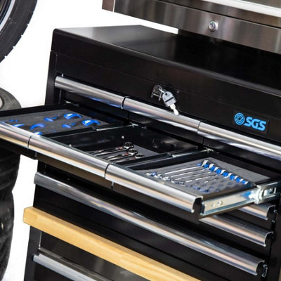 SGS Pro 9 Drawer Tool Chest, 660mm, Double Wall Steel, Sliders, Liners ...