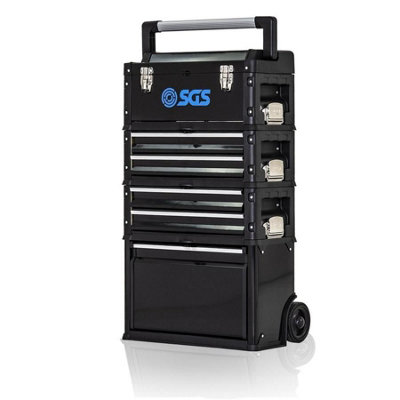SGS Tool Box Cart 4 Part Stackable Storage 4 Drawers Wheels Handle ...