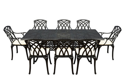 SH&G Chirk 8 Seat Dining Table Set - 9 Piece Extendable Table & Chairs ...
