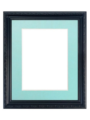 Shabby Chic Black Frame with Blue Mount for Image Size 10 x 4 Inch