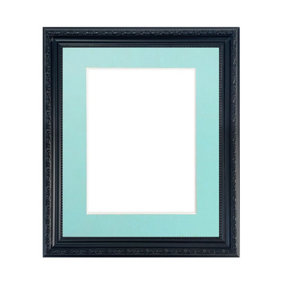 Shabby Chic Black Frame with Blue Mount for Image Size 10 x 4 Inch