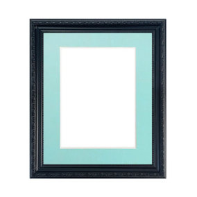 Shabby Chic Black Frame with Blue Mount for Image Size 16 x 12 Inch