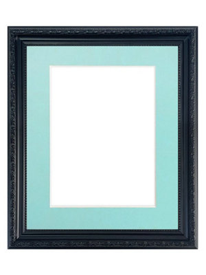 Shabby Chic Black Frame with Blue Mount for Image Size 16 x 12 Inch