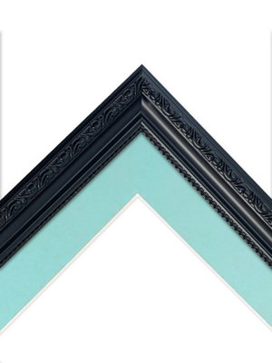 Shabby Chic Black Frame with Blue Mount for Image Size 45 x 30 CM
