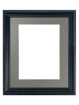 Shabby Chic Black Frame with Dark Grey Mount for Image Size 10 x 4 Inch