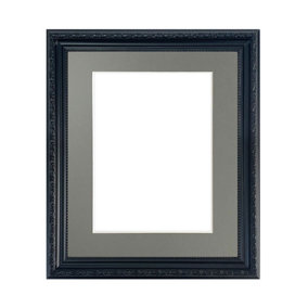 Shabby Chic Black Frame with Dark Grey Mount for Image Size 10 x 4 Inch