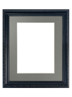 Shabby Chic Black Frame with Dark Grey Mount for Image Size 30 x 40 CM