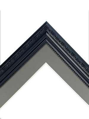 Shabby Chic Black Frame with Dark Grey Mount for Image Size A3