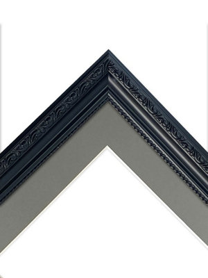 Shabby Chic Black Frame with Dark Grey Mount for Image Size A3