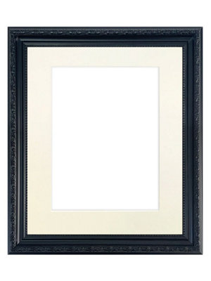 Shabby Chic Black Frame with Ivory Mount for Image Size 15 x 10 Inch