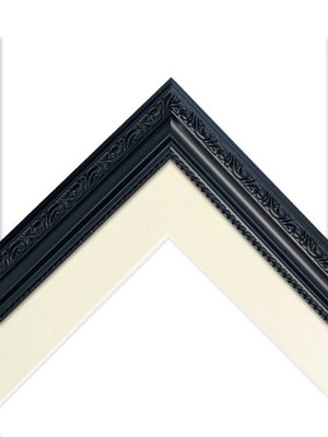 Shabby Chic Black Frame with Ivory Mount for Image Size A4