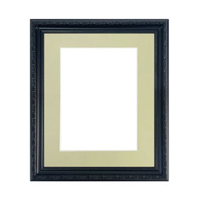 Shabby Chic Black Frame with Light Grey Mount for Image Size 10 x 4 Inch