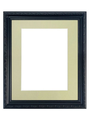 Shabby Chic Black Frame with Light Grey Mount for Image Size 4 x 3 Inch