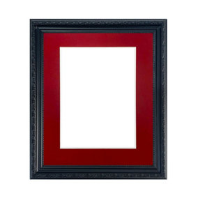 Shabby Chic Black Frame with Red Mount for Image Size 12 x 10 Inch