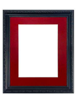 Shabby Chic Black Frame with Red Mount for Image Size 14 x 8 Inch