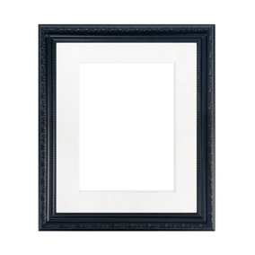 Shabby Chic Black Frame with White Mount for Image Size 10 x 8 Inch