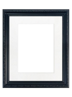 Shabby Chic Black Frame with White Mount for Image Size 12 x 8 Inch