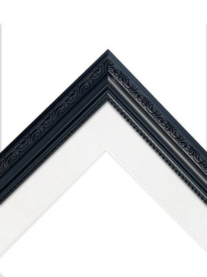 Shabby Chic Black Frame with White Mount for Image Size A2