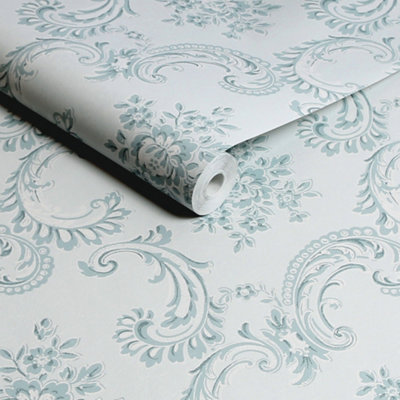 Shabby Chic by Rachel Ashwell Boudoir Beauty Blue Floral Wallpaper
