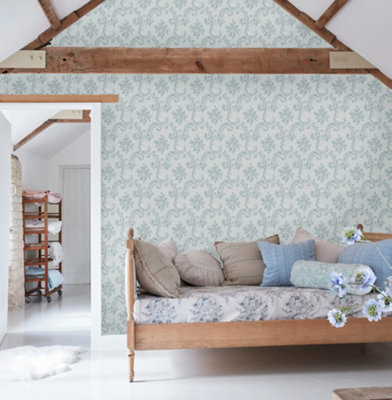 Shabby Chic by Rachel Ashwell Boudoir Beauty Blue Floral Wallpaper