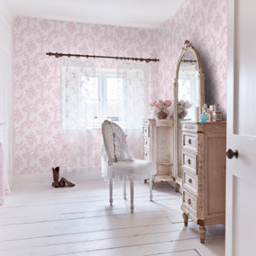 Shabby Chic by Rachel Ashwell Boudoir Beauty Pink Floral Wallpaper