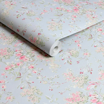 Shabby Chic by Rachel Ashwell Chelsea Blue Floral Wallpaper
