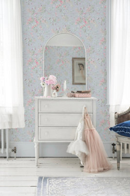 Shabby Chic by Rachel Ashwell Chelsea Blue Floral Wallpaper