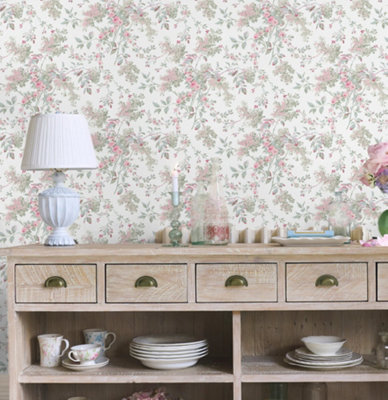 Shabby Chic by Rachel Ashwell Chelsea Fresh White Floral Wallpaper