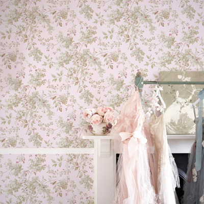 Shabby Chic by Rachel Ashwell Chelsea Pink Floral Wallpaper