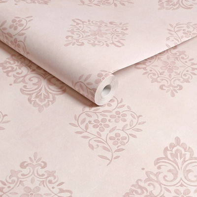 Shabby Chic by Rachel Ashwell Diamond Motif Pink Damask Wallpaper