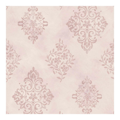 Shabby Chic by Rachel Ashwell Diamond Motif Pink Damask Wallpaper
