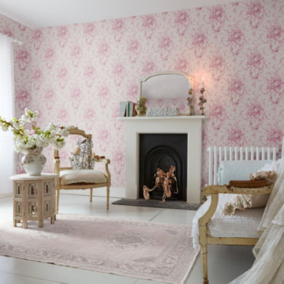 Shabby Chic by Rachel Ashwell Garden Floral Pink Tonal Floral Wallpaper