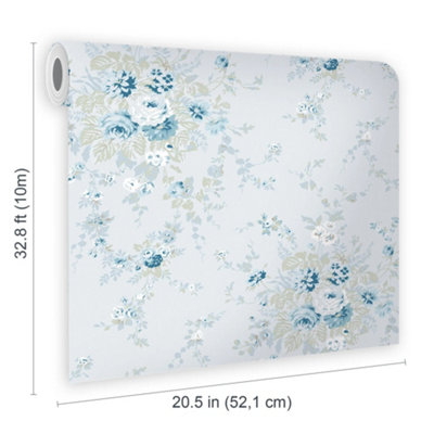 Shabby Chic by Rachel Ashwell Garden Floral Soft Blue Floral Wallpaper