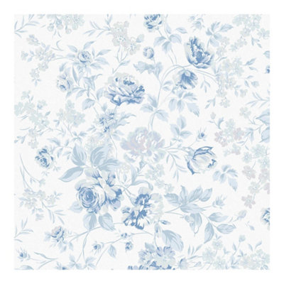 Shabby Chic by Rachel Ashwell Romantic Rose Blue  Floral Wallpaper