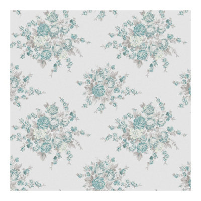 Shabby Chic by Rachel Ashwell Rose Blossom Teal Damask Wallpaper