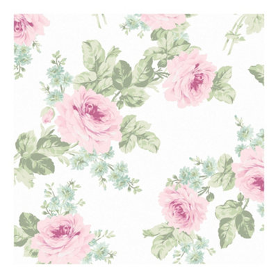 Shabby Chic by Rachel Ashwell Royal Bouquet Pink Floral Wallpaper