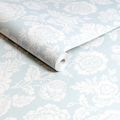 Shabby Chic by Rachel Ashwell Stipple Blue Floral Wallpaper