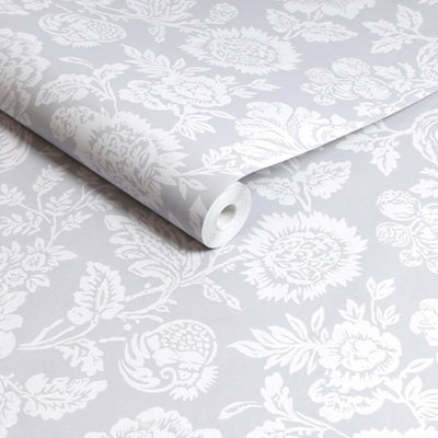 Shabby Chic by Rachel Ashwell Stipple Grey Floral Wallpaper