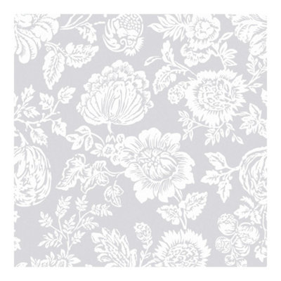 Shabby Chic by Rachel Ashwell Stipple Grey Floral Wallpaper