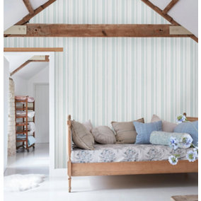 Shabby Chic by Rachel Ashwell Watercolour Stripe Blue Stripped Wallpaper