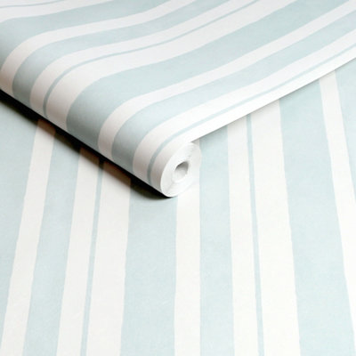 Shabby Chic by Rachel Ashwell Watercolour Stripe Blue Wallpaper