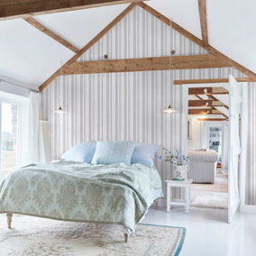 Shabby Chic by Rachel Ashwell Watercolour Stripe Grey Stripped Wallpaper