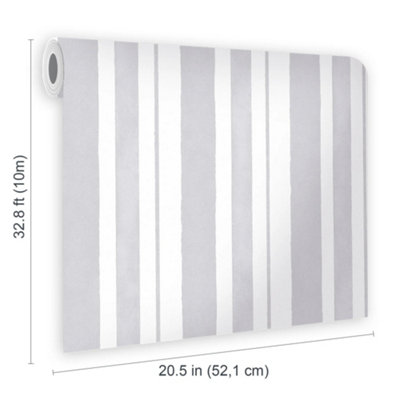 Shabby Chic by Rachel Ashwell Watercolour Stripe Grey Stripped Wallpaper