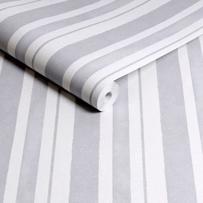 Shabby Chic by Rachel Ashwell Watercolour Stripe Grey Wallpaper