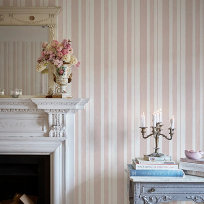 Shabby Chic by Rachel Ashwell Watercolour Stripe Pink Stipped Wallpaper