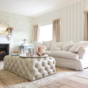 Shabby Chic by Rachel Ashwell Watercolour Stripe Sage Stripped Wallpaper